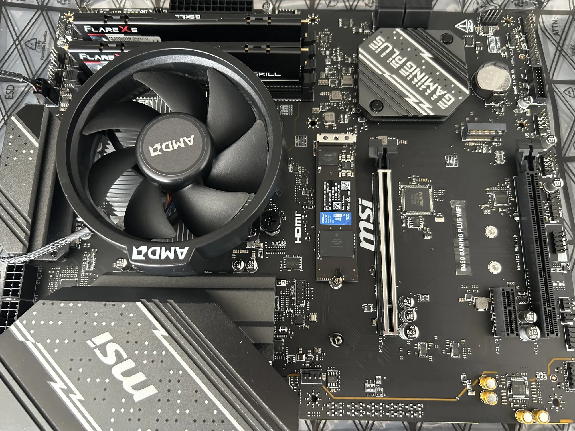 Motherboard with SSD inserted